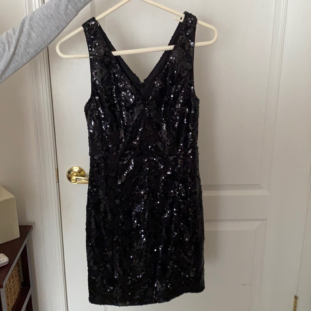 Holiday Black Sequins Dress
